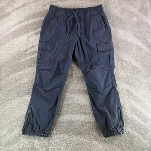 Polo Ralph Lauren Women's Navy Drawstring Cargo Ankle Zip Joggers Size S; Preppy